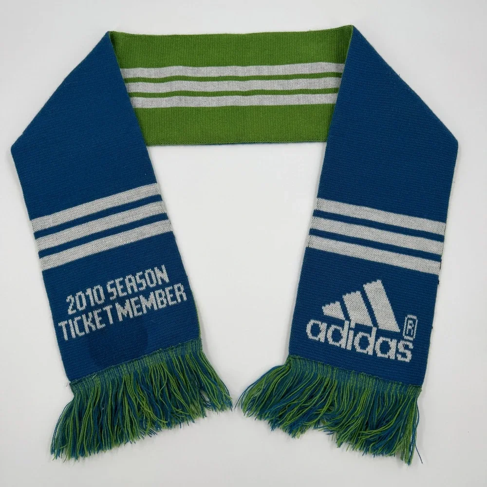 Adidas Seattle Sounders FC Scarf‎ 2010 Season Ticket Member Blue Green Knit MLS